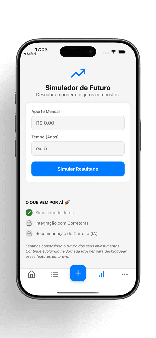 Aplicativo ProsperTechFin em um celular